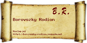 Borovszky Rodion névjegykártya